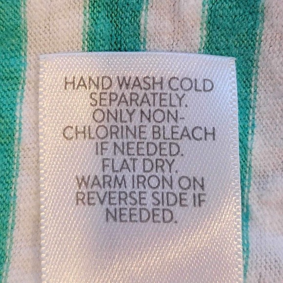 J Jill Women's Tee T-Shirt Green Stripe Short Sleeve Size XL Linen Relaxed - Picture 8 of 9